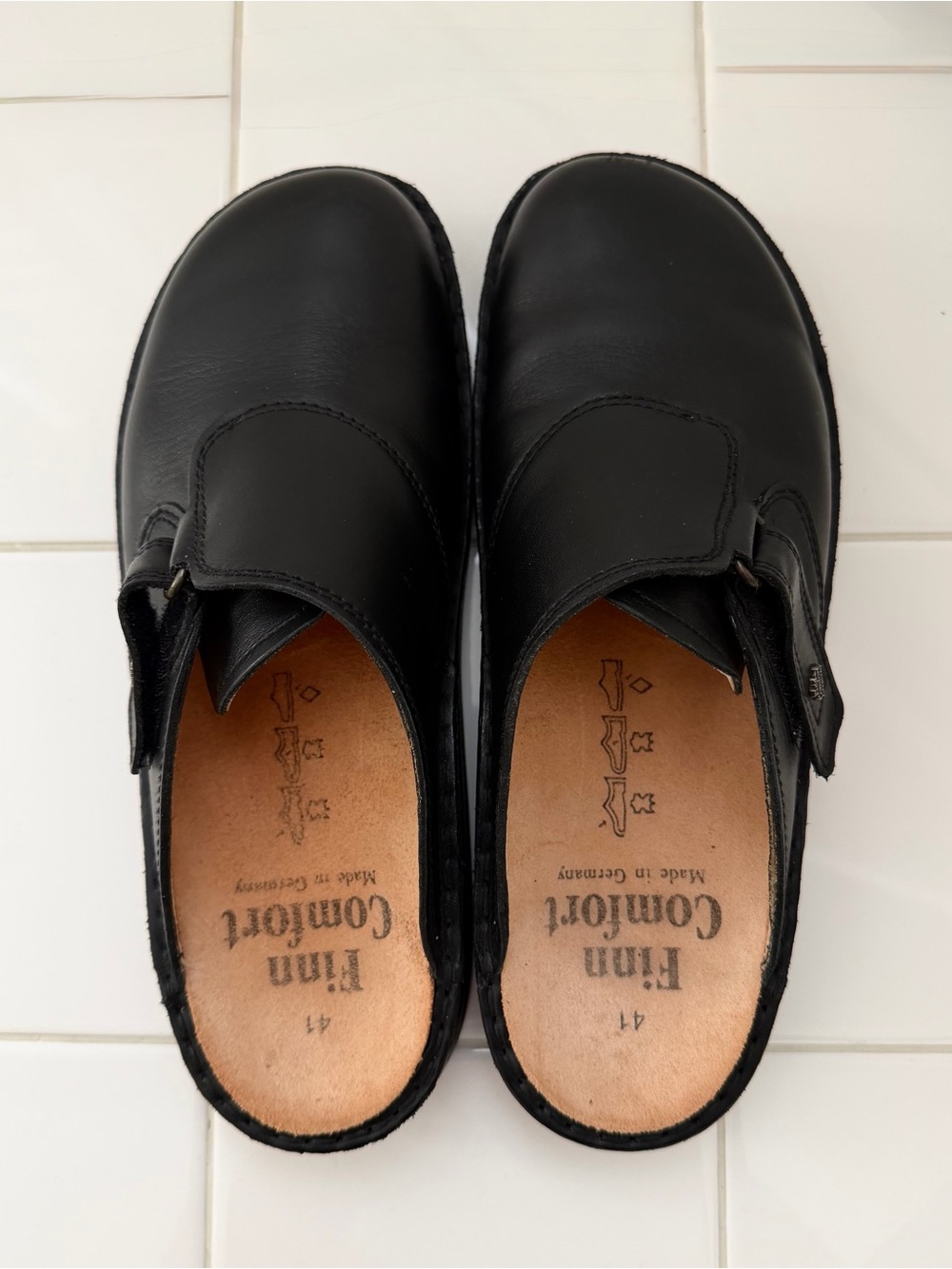 Finn Comfort Black Leather Unisex Mules, EU41,Great Condition,Made in Germany